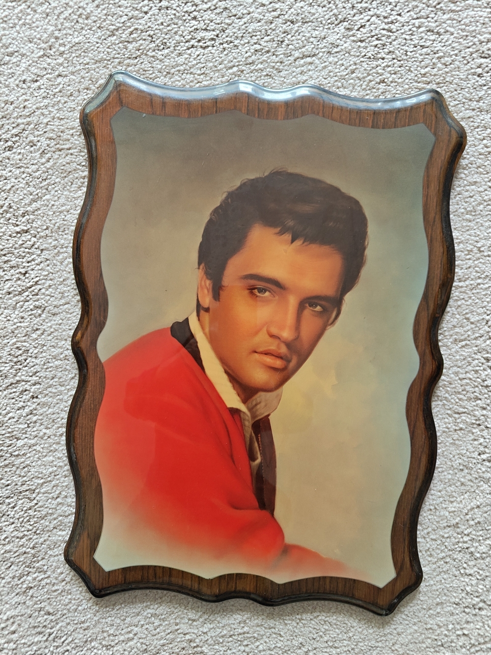Vintage Elvis Presley Lacquered Wood Wall Art Plaque